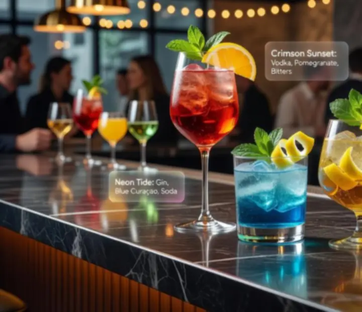 Signature cocktails served at Chip & Charcoal
