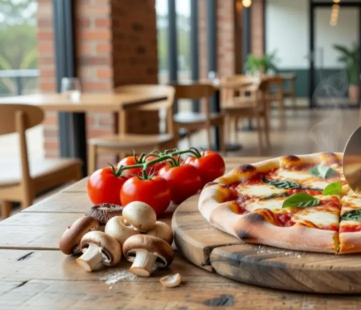 Stone-baked pizza with seasonal Australian toppings
